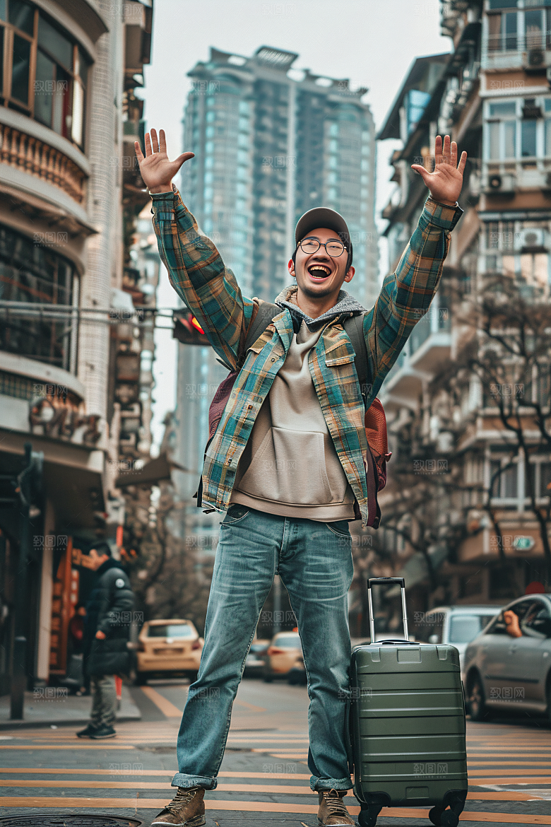 旅行人物自由行清新摄影图