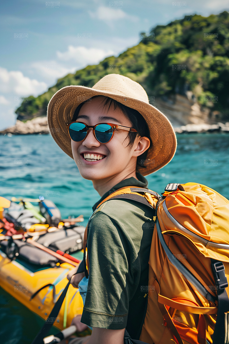旅行人物自由行彩色摄影图