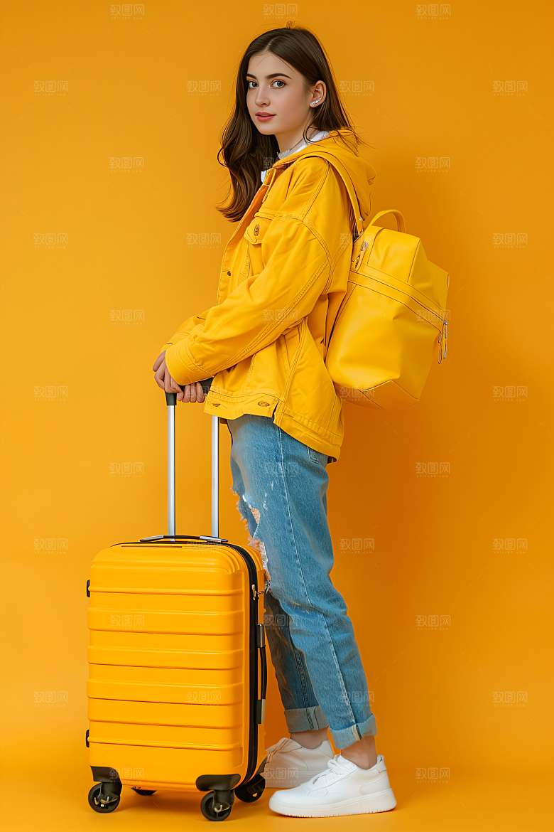 旅行人物清新自由行摄影图