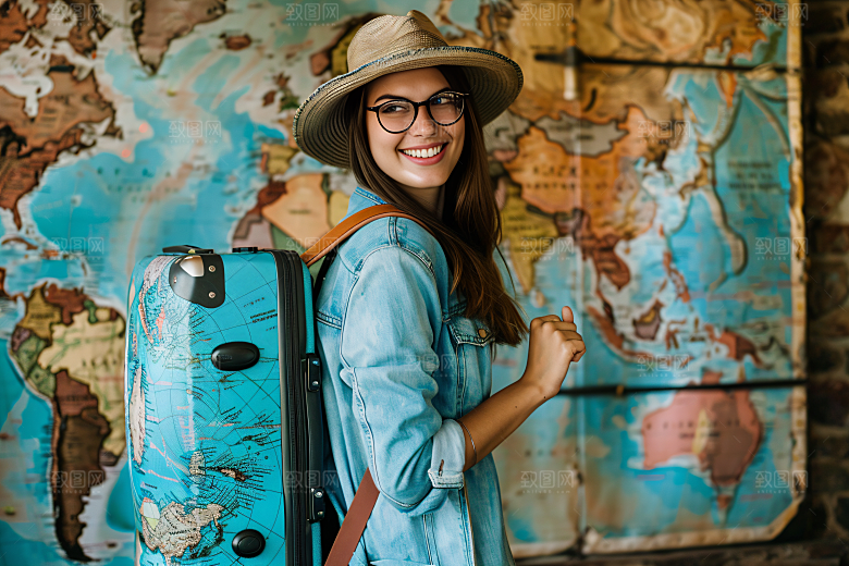 旅行人物自由行清新摄影图