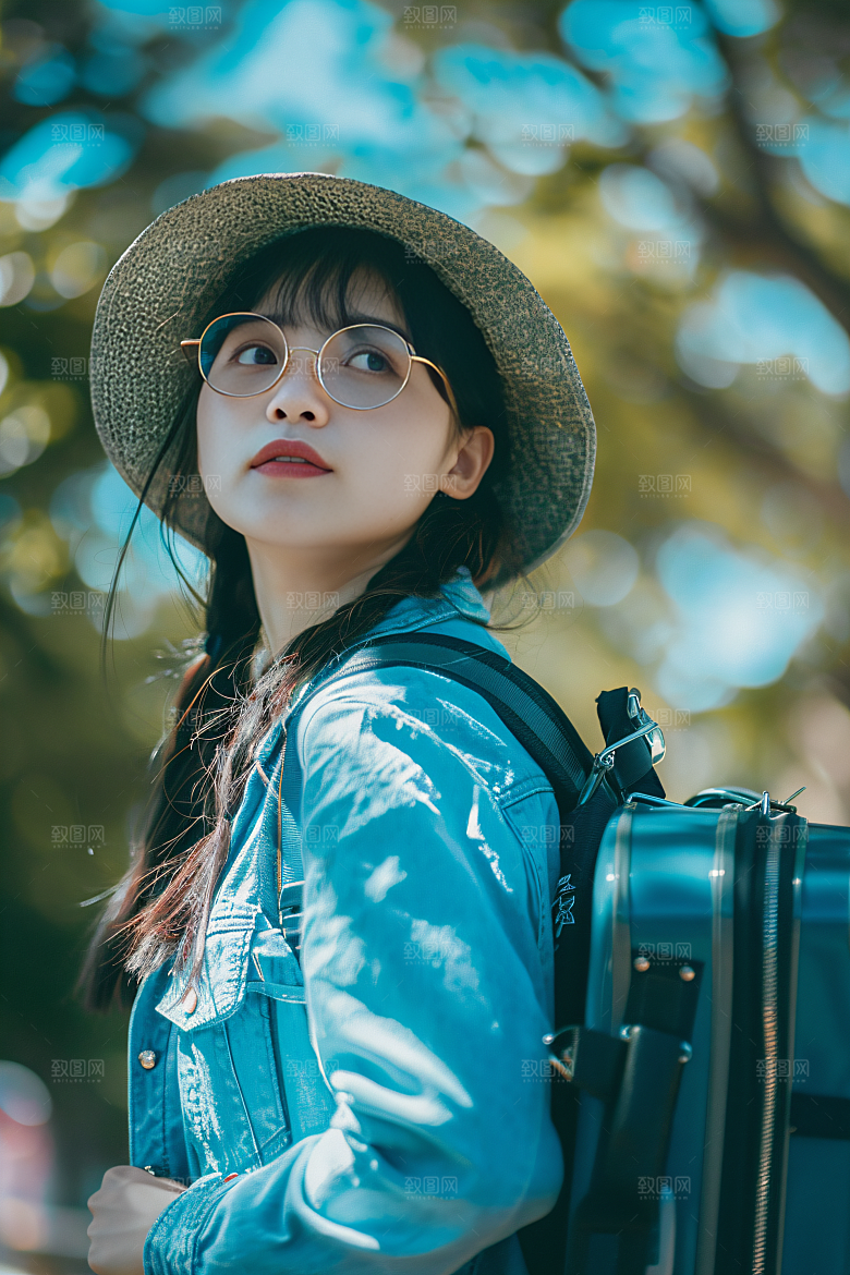 旅行人物清新游客摄影图