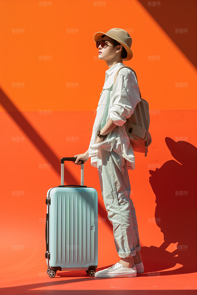 旅行人物彩色自然摄影图