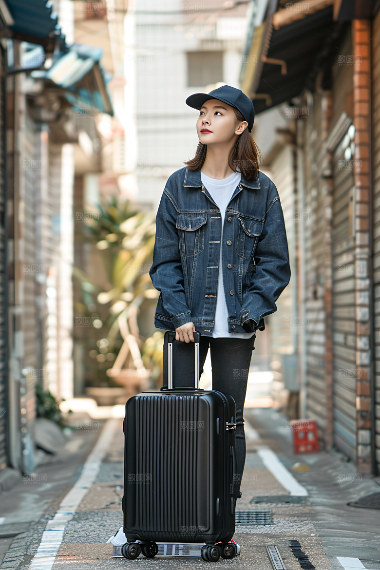 旅行人物出行清新摄影图