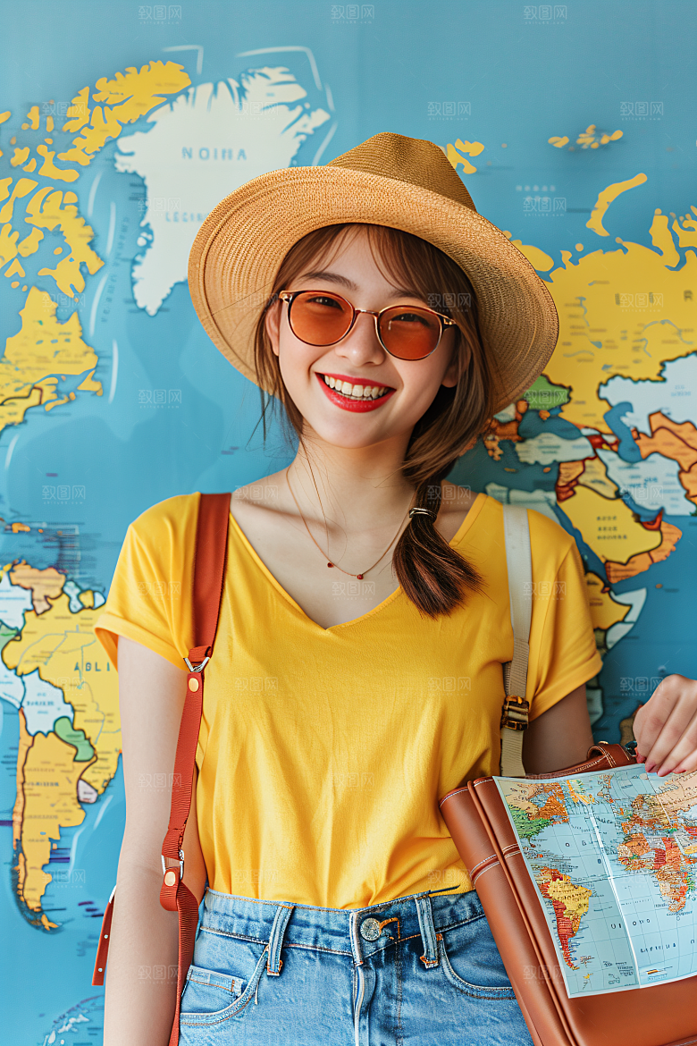 旅行人物清新彩色摄影图