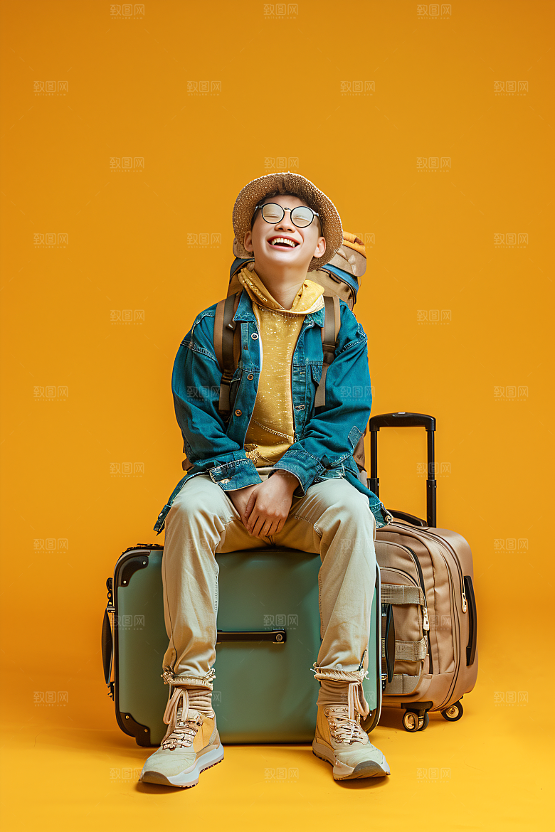 旅行人物户外彩色摄影图