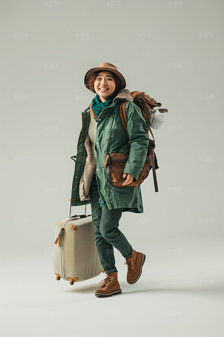 旅行人物小长假自然摄影图