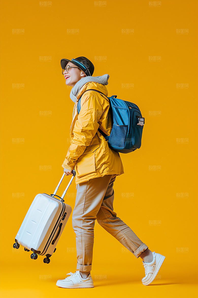 旅行人物度假清新摄影图