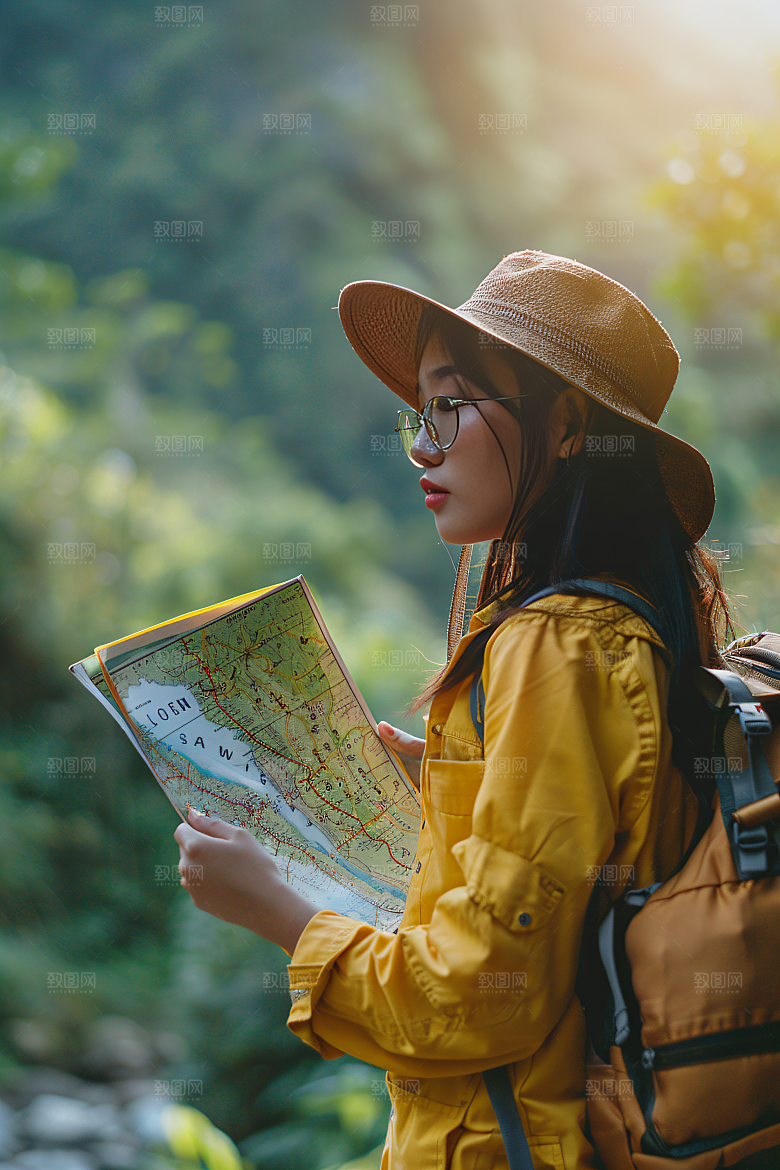 旅行人物自然彩色摄影图