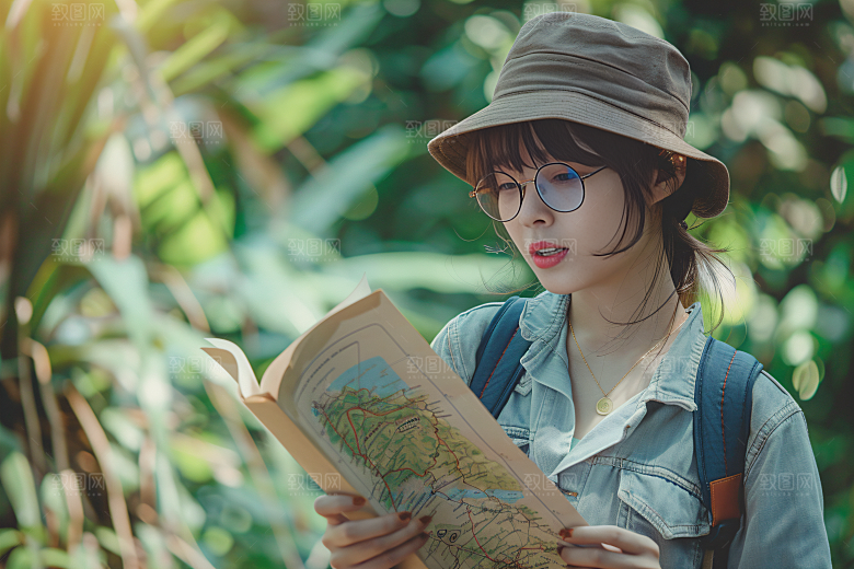 旅行人物出行清新摄影图