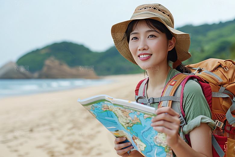 旅行人物小长假游玩摄影图