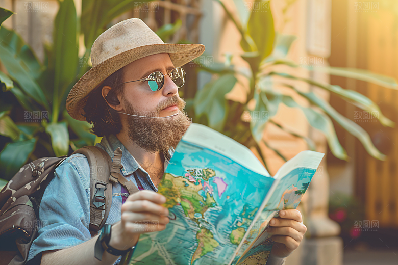 旅行人物户外自由行摄影图