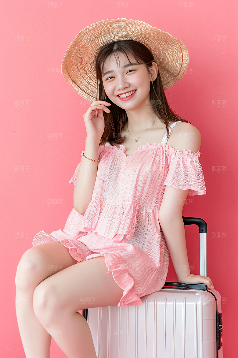 旅行人物彩色自然摄影图
