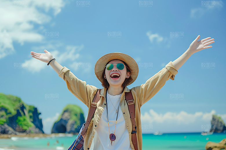 旅行人物自由行小长假摄影图
