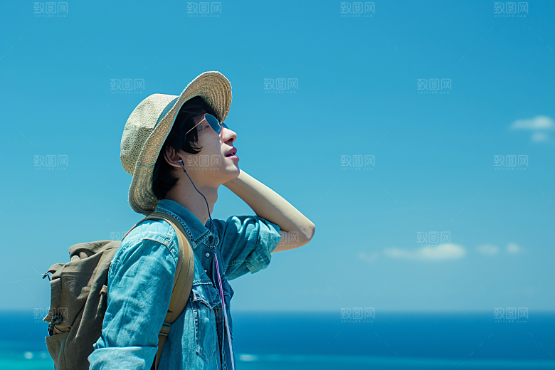 旅行人物小长假游玩摄影图