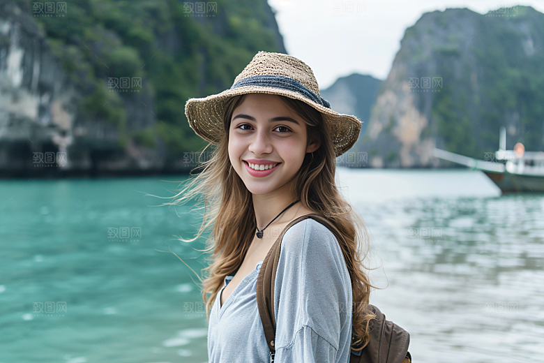 旅行人物彩色户外摄影图