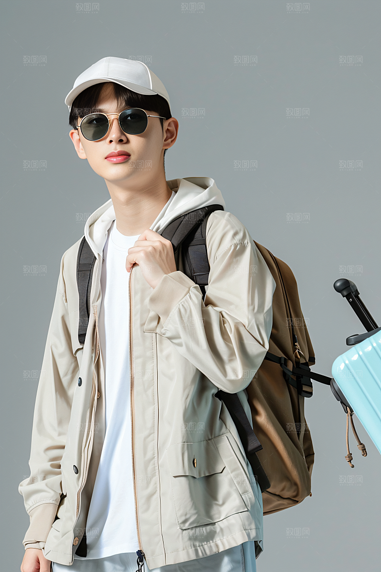 旅行人物户外自由行摄影图