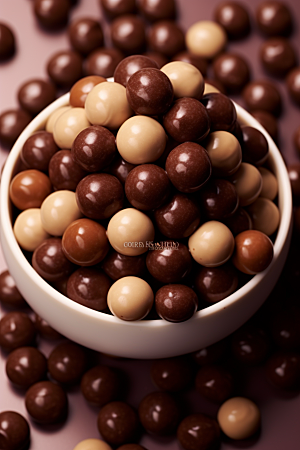 麦丽素巧克力球零食摄影图