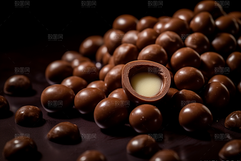 麦丽素巧克力球美食摄影图