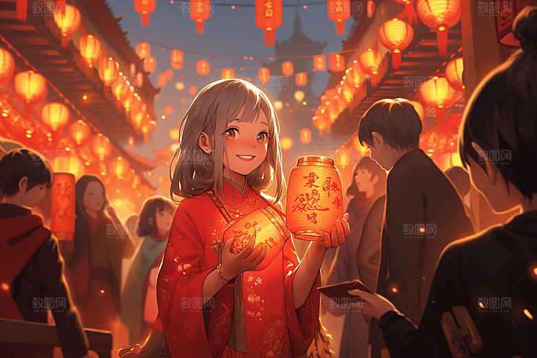 春节买年货采购高清插画