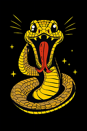 漫画蛇创意蛇年插画