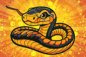 漫画蛇蛇年卡通插画