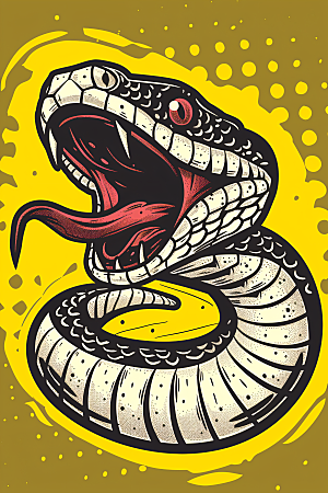 漫画蛇动物主题插画