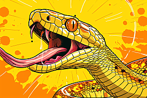 漫画蛇涂鸦十二生肖插画