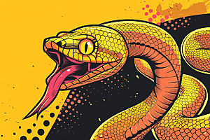 漫画蛇彩色涂鸦插画