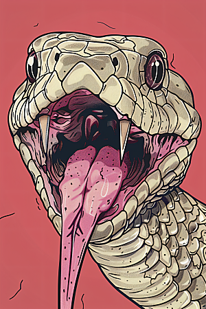 漫画蛇动物艺术感插画