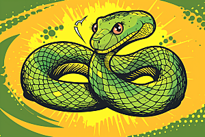 漫画蛇涂鸦蛇年插画