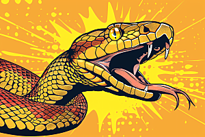 漫画蛇涂鸦版画插画