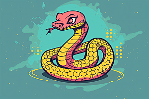 漫画蛇主题涂鸦插画