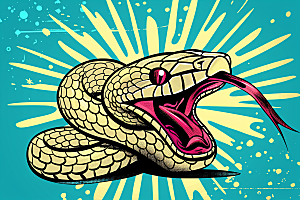 漫画蛇动物创意插画