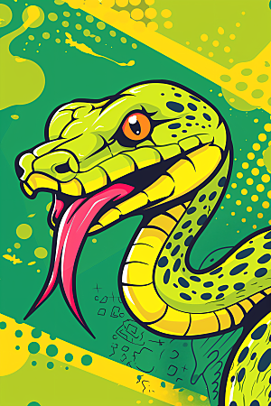 漫画蛇创意涂鸦插画