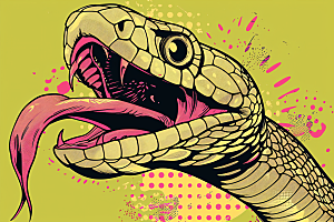 漫画蛇蛇年艺术感插画