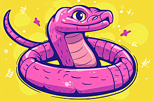 漫画蛇创意动物插画