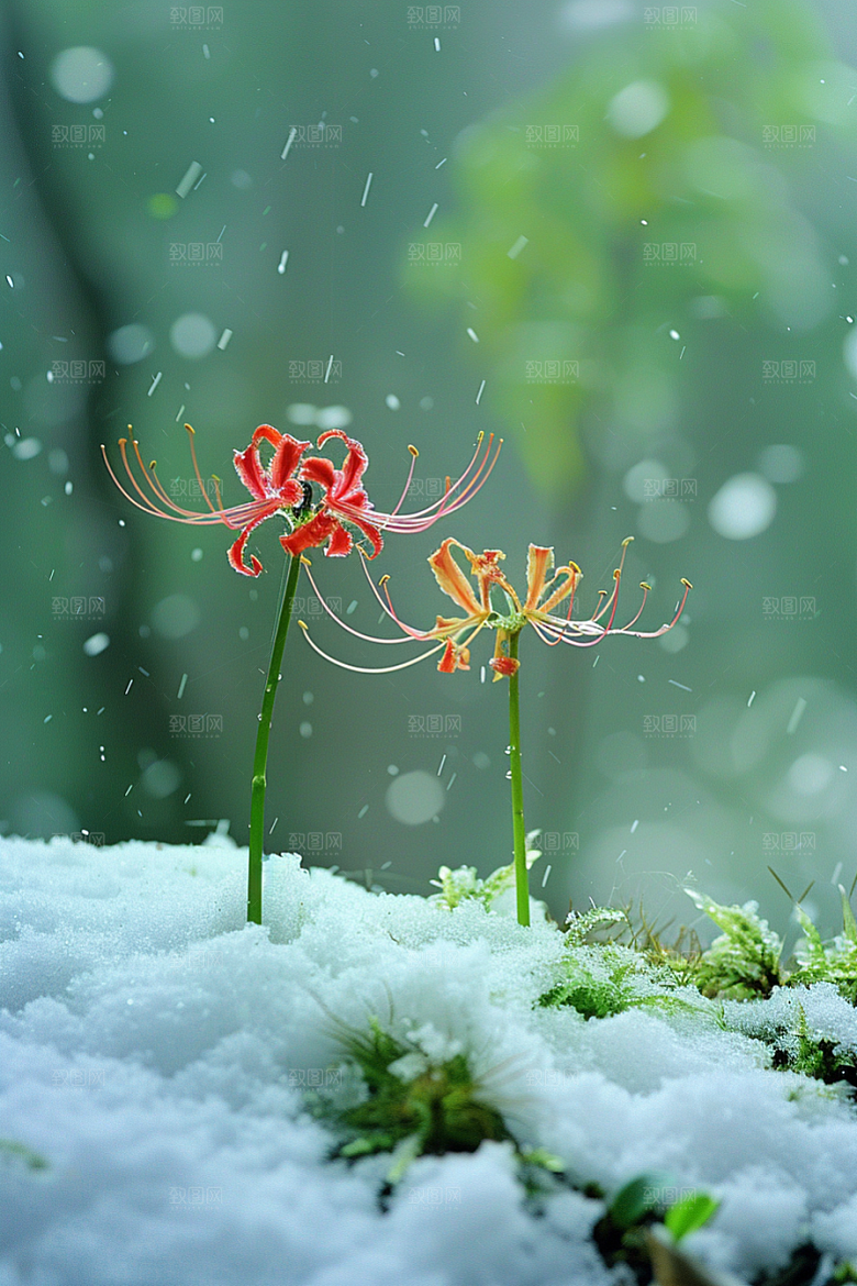彼岸花石蒜花朵摄影图
