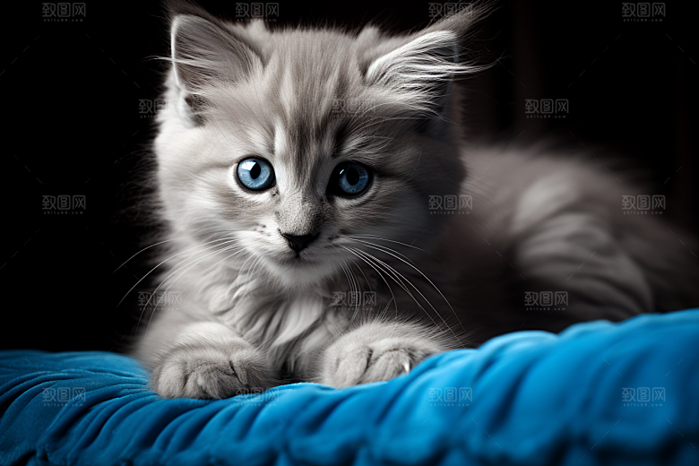 猫咪清新毛茸茸摄影图