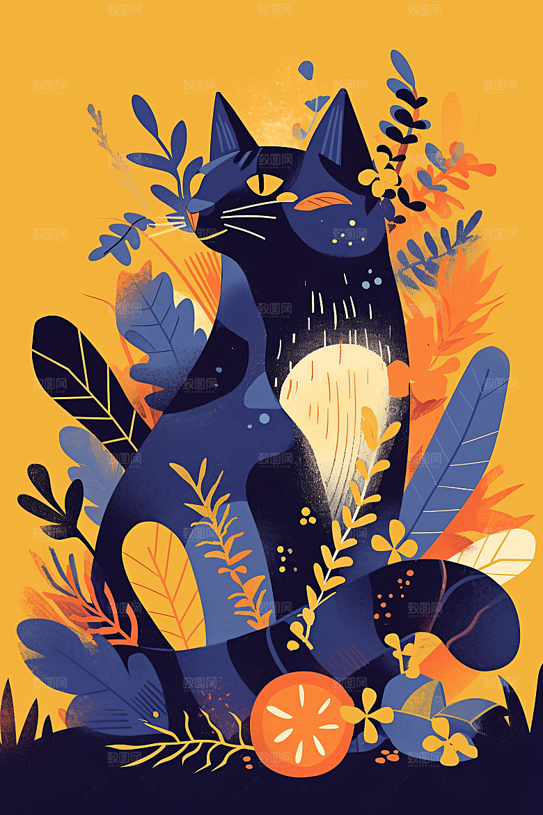 简约宠物萌宠猫咪狗狗插画