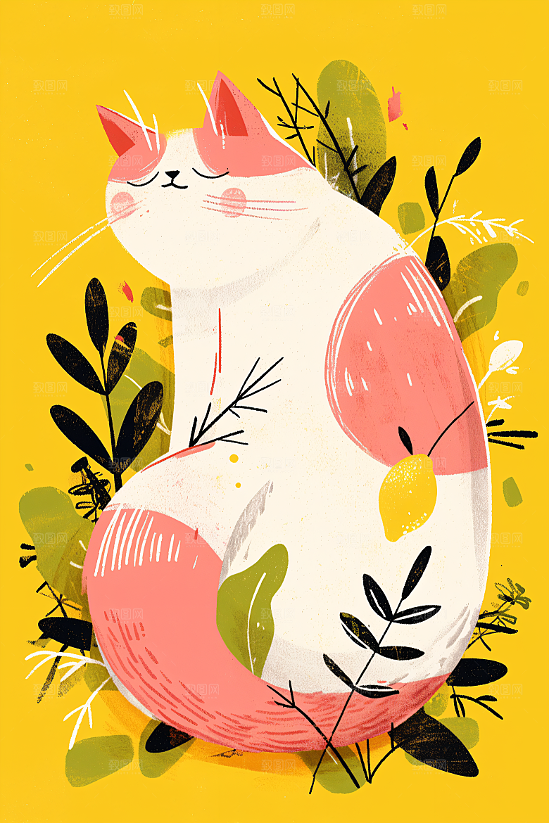简约宠物高清猫咪狗狗插画