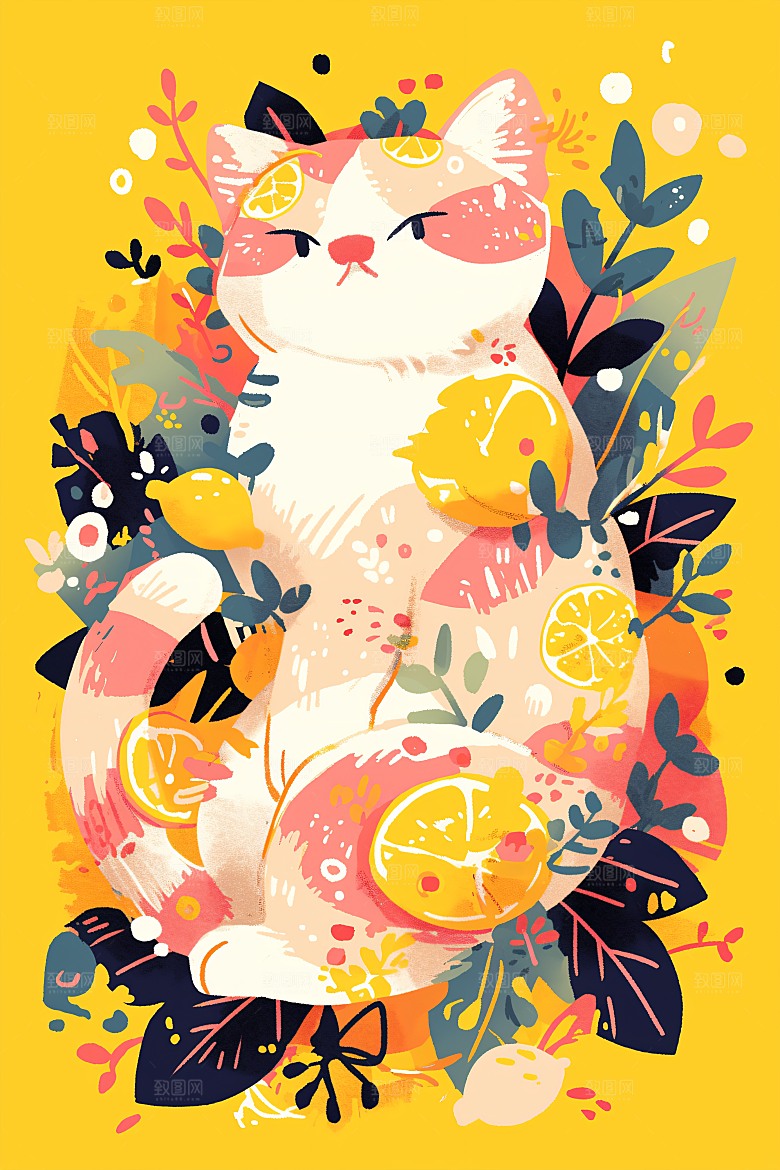 简约宠物绘本风猫咪狗狗插画