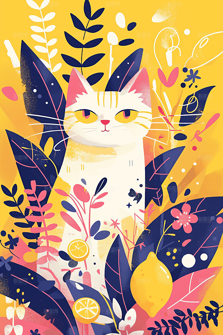 简约宠物高清猫咪狗狗插画
