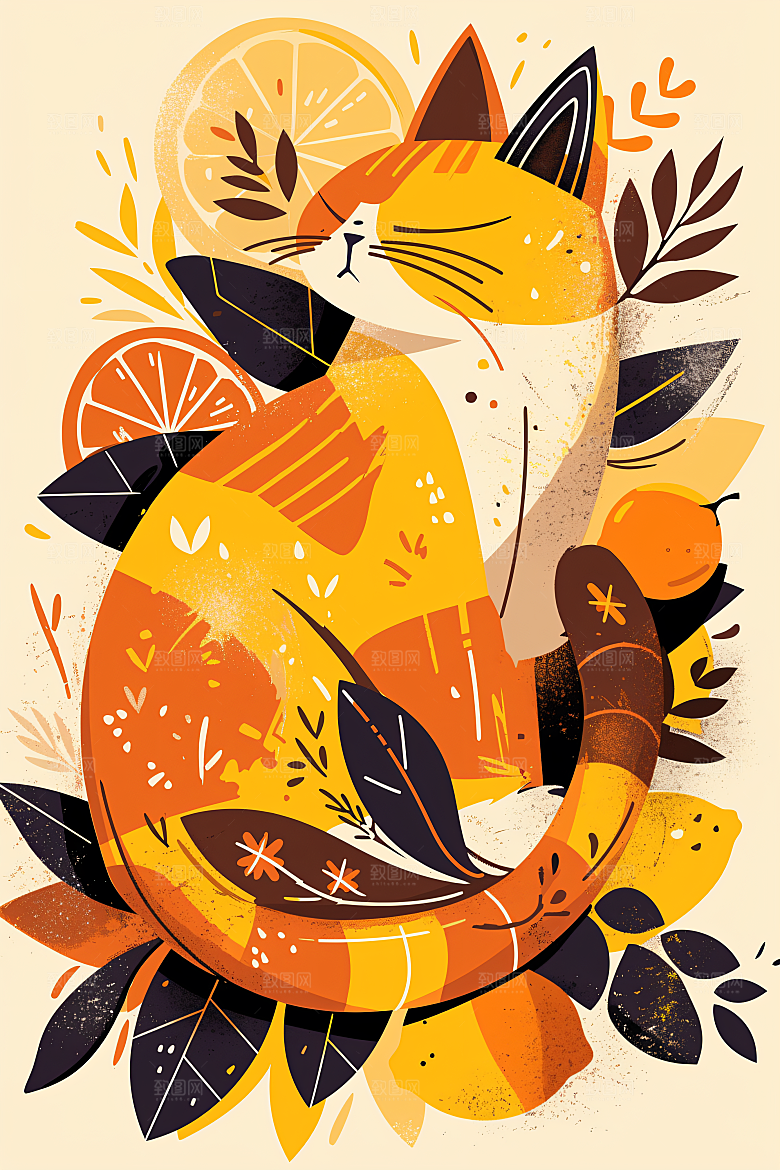 简约宠物绘本风猫咪狗狗插画