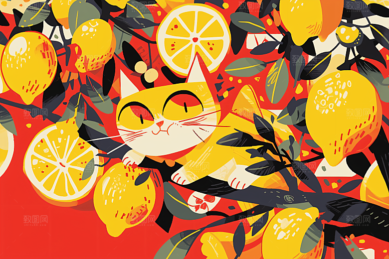 简约宠物可爱猫咪狗狗插画
