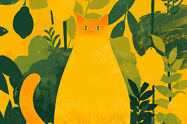 简约宠物卡通猫咪狗狗插画