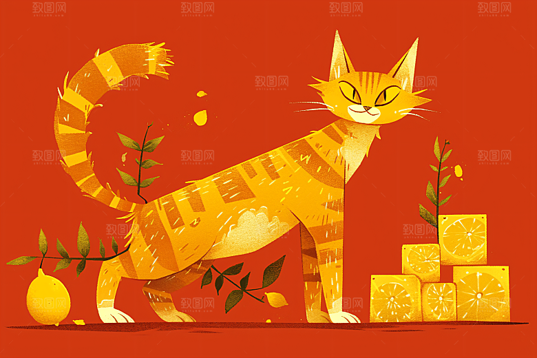 简约宠物清新猫咪狗狗插画