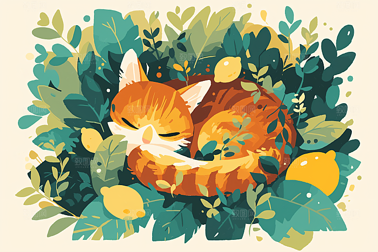 简约宠物猫咪狗狗高清插画