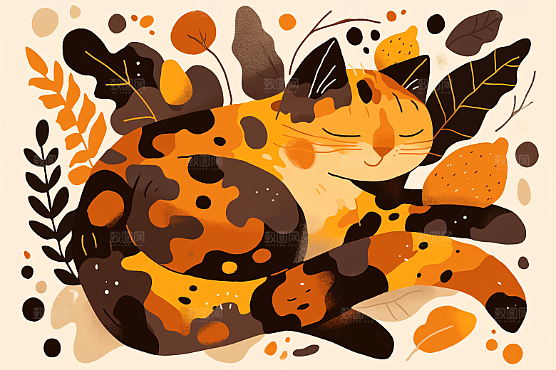 简约宠物艺术感猫咪狗狗插画