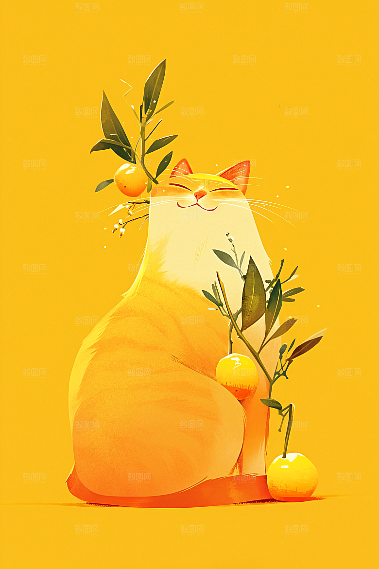 简约宠物彩色卡通插画