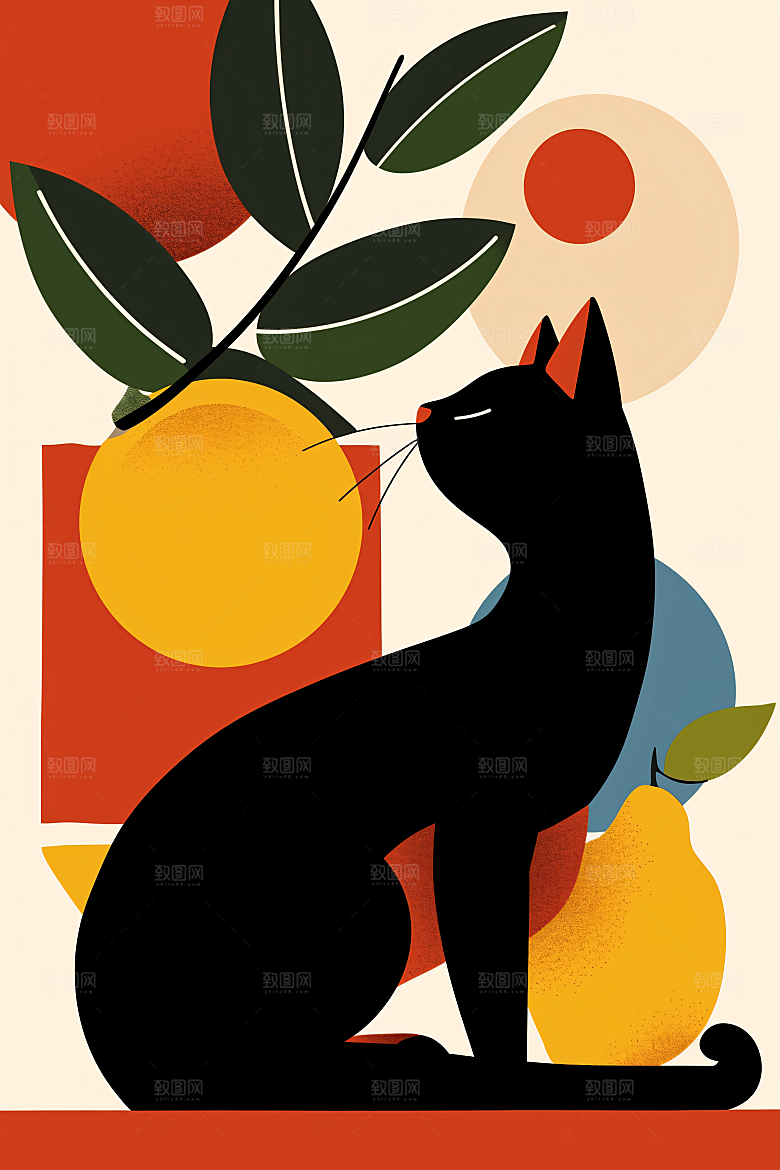 简约宠物清新手绘插画
